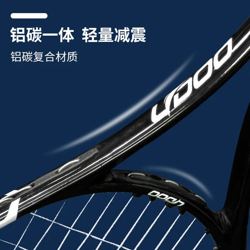 Raqueta de Tenis Ultraligera Individual y Doble, Raqueta Profesional Resistente Ledu, Raqueta Integrada de Fibra de Carbono