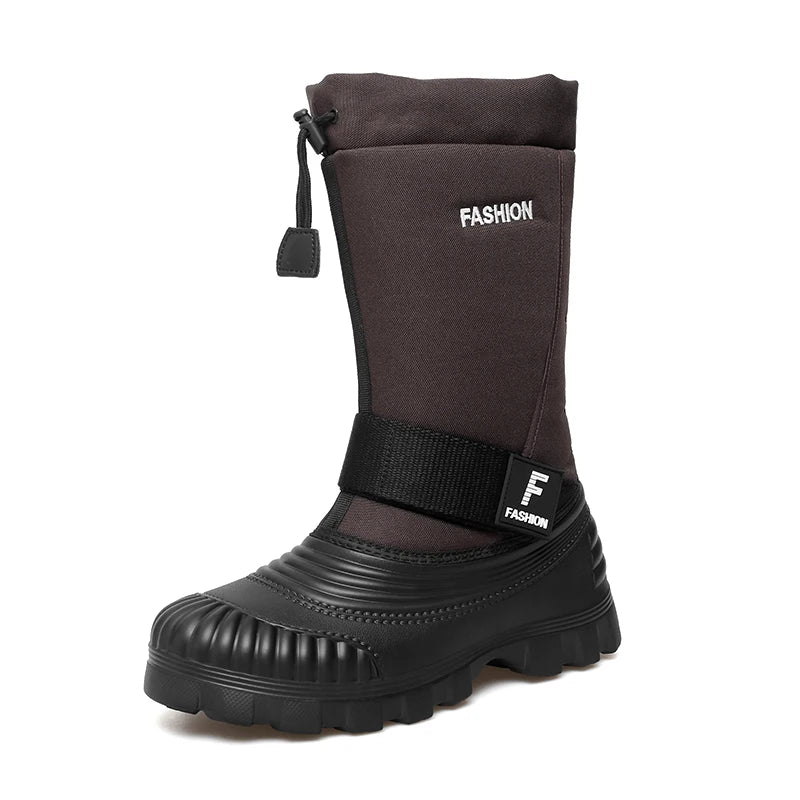 STRONGSHEN-Botas de nieve impermeables para hombre, botas de trabajo de algodón, antideslizantes, cálidas, de media pantorrilla, para pesca y esquí, para invierno