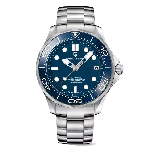 Reloj de lujo mecánico PAGANI DESIGN, bisel de cerámica, cristal de zafiro, fecha, luminoso, movimiento japonés, reloj de acero inoxidable para hombre