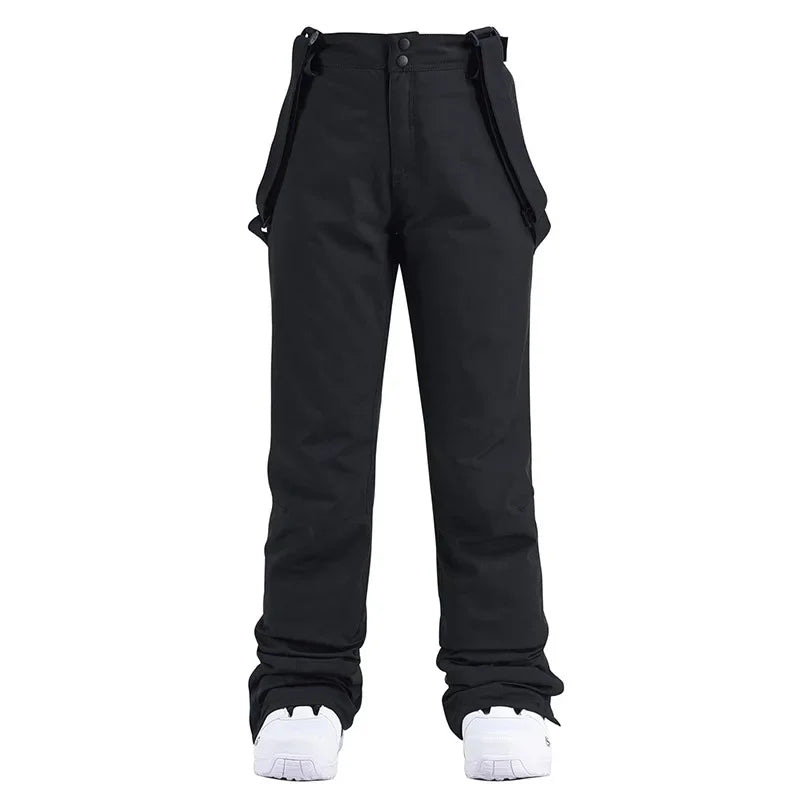 Pantalones de esquí para hombre y mujer, pantalones de esquí gruesos y cálidos de invierno, pantalones con tirantes impermeables a prueba de viento, pantalones de Snowboard de talla grande