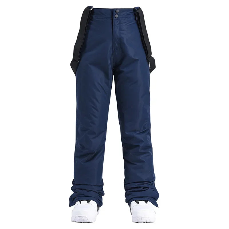 Pantalones de esquí para hombre y mujer, pantalones de esquí gruesos y cálidos de invierno, pantalones con tirantes impermeables a prueba de viento, pantalones de Snowboard de talla grande