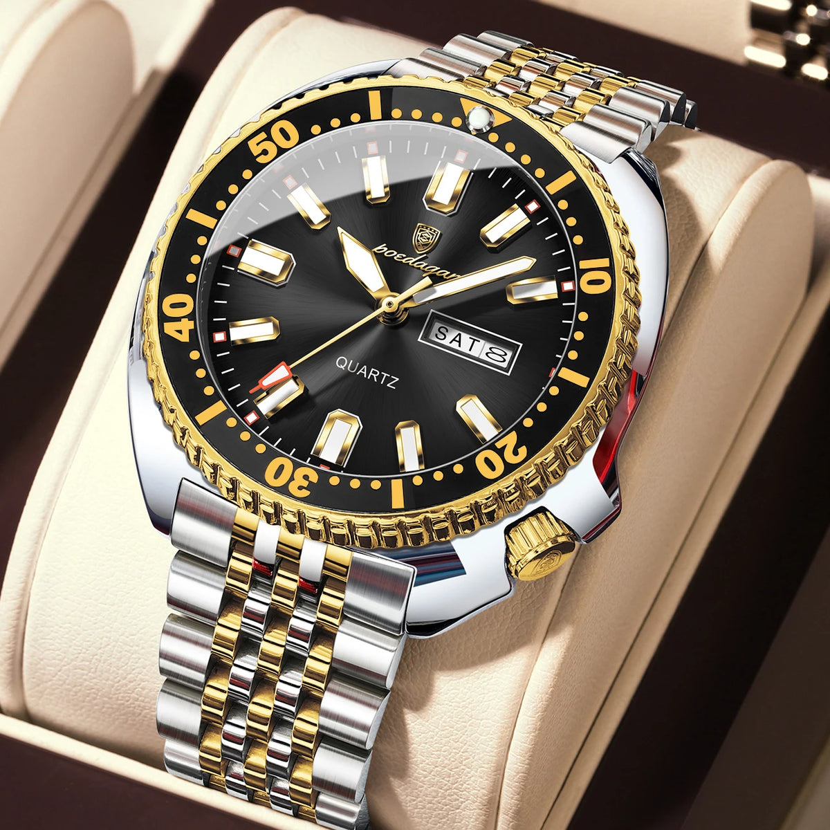 Reloj de cuarzo para hombre POEDAGAR, de lujo, para negocios, con fecha, día, resistente al agua y luminoso, reloj de pulsera deportivo de acero inoxidable