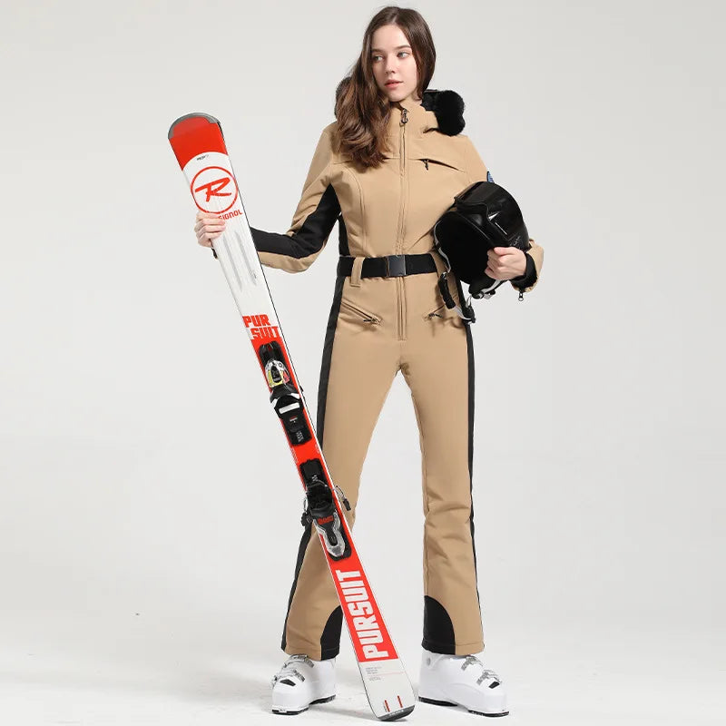 GSOU SNOW-traje de esquí de una pieza para mujer, mono grueso para Snowboard, monos deportivos al aire libre, impermeable, traje de esquí