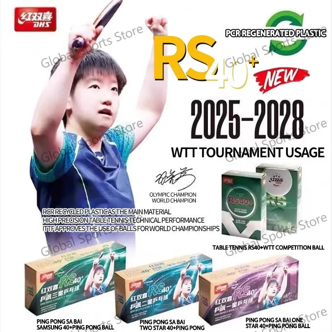 Pelotas de Tenis de Mesa DHS Originales, 6/10 Piezas/Caja, Nuevo Material RS40+, Pelota de Ping Pong 2025WTT, Pelotas de Tenis de Mesa de Competición, Pelotas DHS