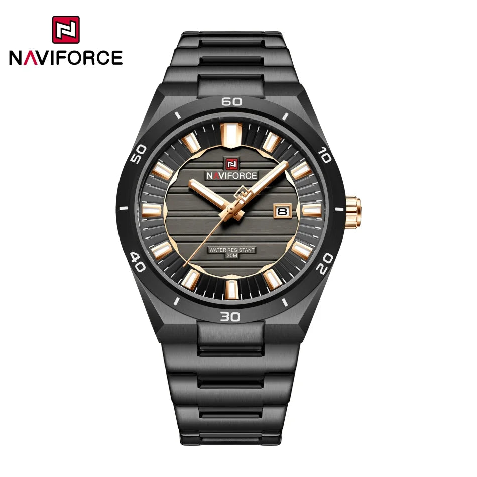 Reloj de cuarzo para hombre NAVIFORCE, original, resistente al agua, reloj de pulsera para hombre, correa de acero, cuarzo, visualización de fecha, luminoso, reloj de moda para hombre