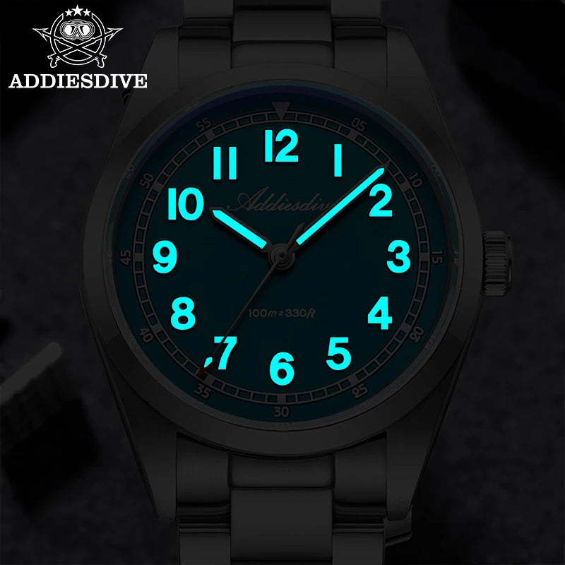 ADDIESDIVE Luxury Quartz Wristwatch Waterproof BGW9 Luminous Men Watch Sapphire Glass Leisure AD2521 Stainless Steel Watch