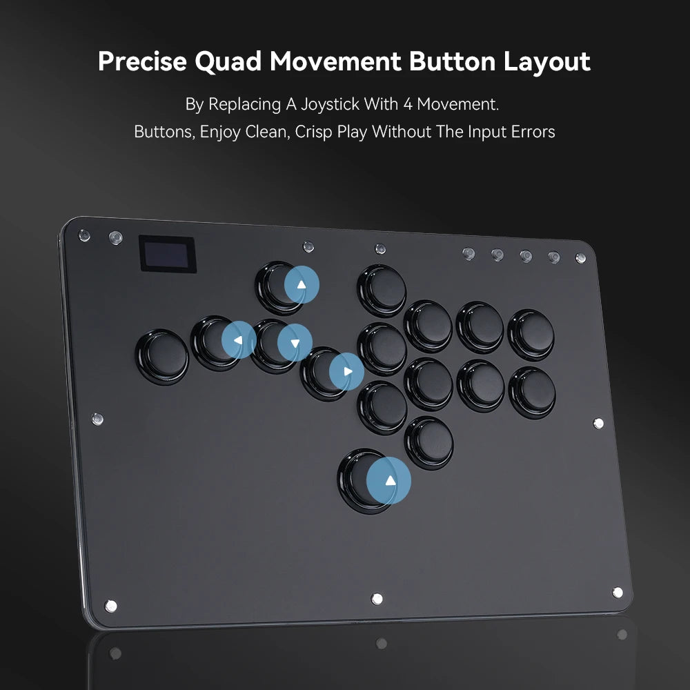 Controlador Arcade sin palanca Haute42 R16 Black Rim, Hitbox, FightStick, Stickless Arcade Stick para PC/PS4/PS5, Hitbox sin palanca
