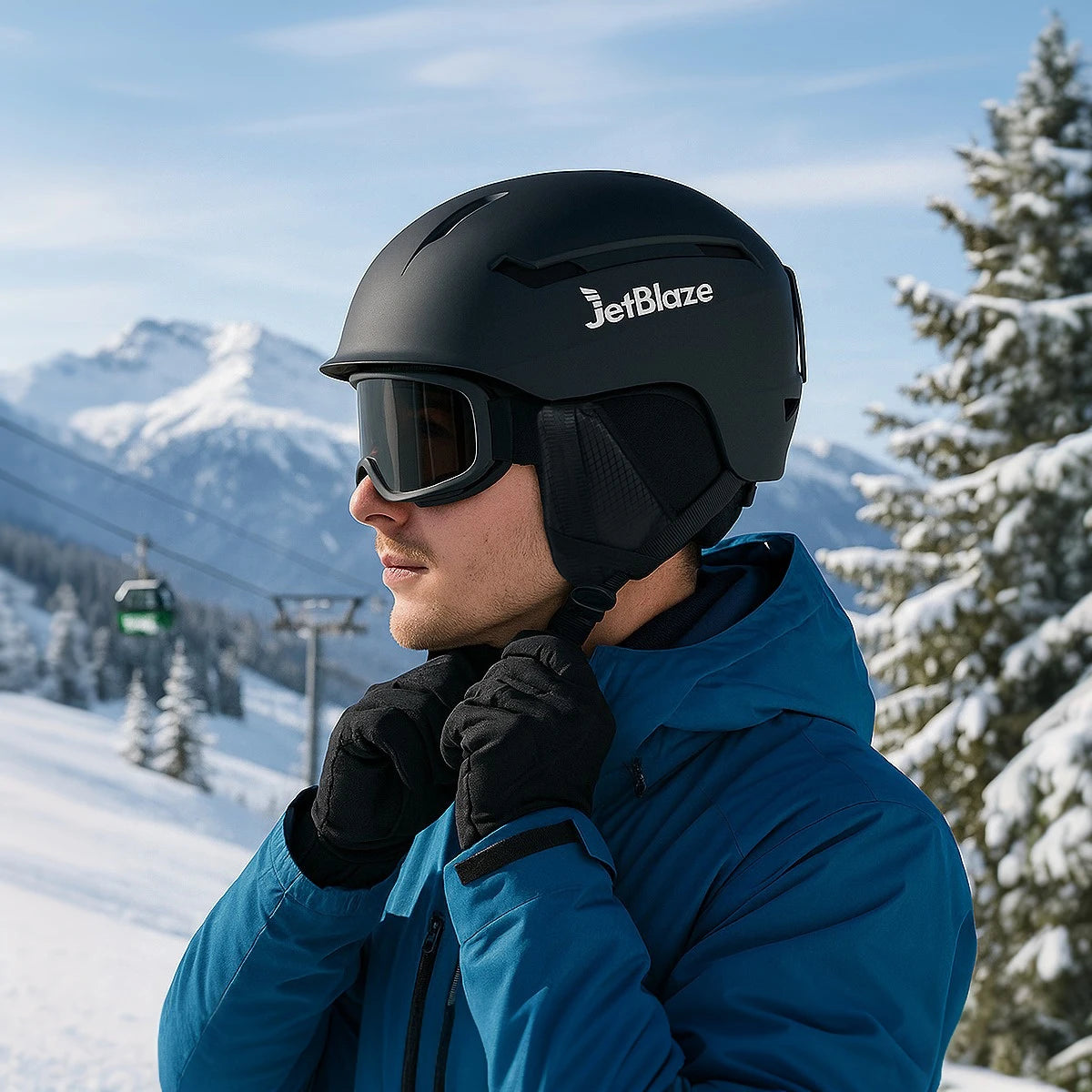 [Máscara Antiviento Gratis] Casco de Esquí Ajustable Unisex Jetblaze - Casco de Snowboard y Esquí Anticolisión y Cálido para Deportes de Invierno