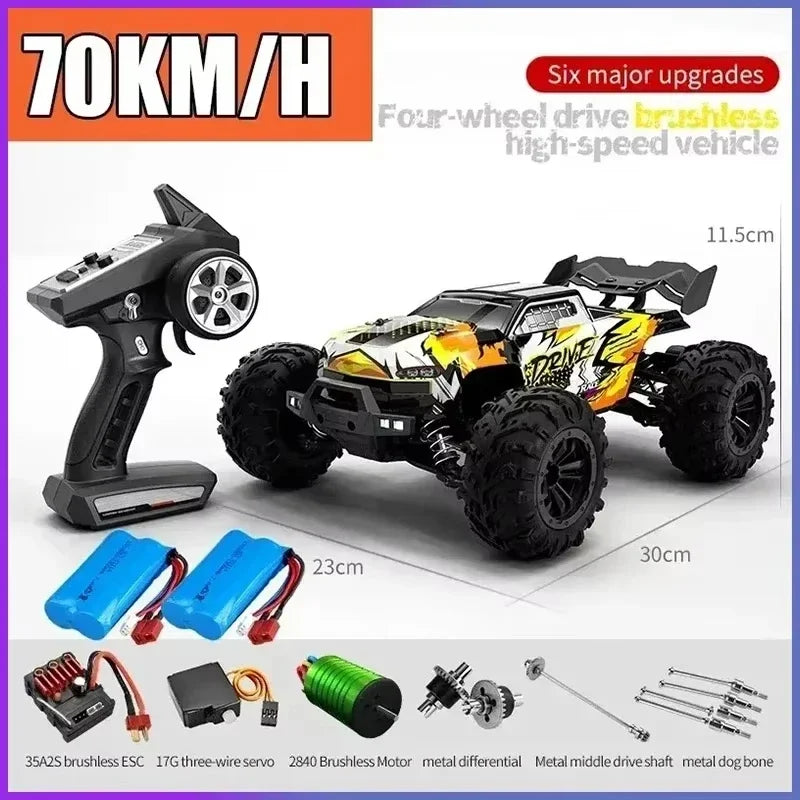 Coche teledirigido SCY16101 16102 de alta velocidad 70 km/h, coche teledirigido con tracción a las cuatro ruedas para niños, motor sin escobillas con LED