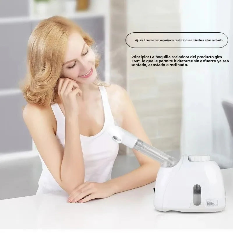 360 °   Vaporizador Facial Giratorio con Vapor Caliente, Instrumento de Belleza Multifuncional para Spa en Casa, Hidratación Profunda, Cuidado de la Piel