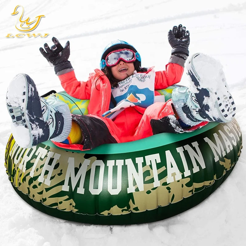 Tubo de nieve inflable de 110 cm con asa, círculo de esquí duradero para niños y adultos, trineo flotante engrosado para esquiar en la nieve