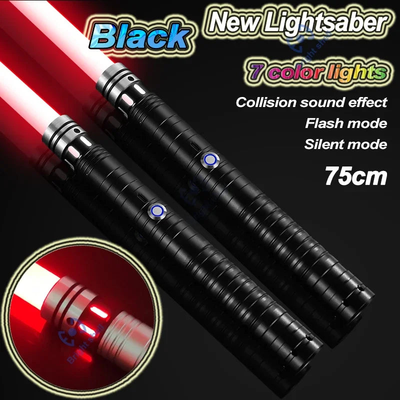 Juguete de sable de luz láser de metal, sable de luz RGB con 15 cambios de color, sonidos, efectos Force FX, FOC, juguete bláster, regalo de espada láser Jedi