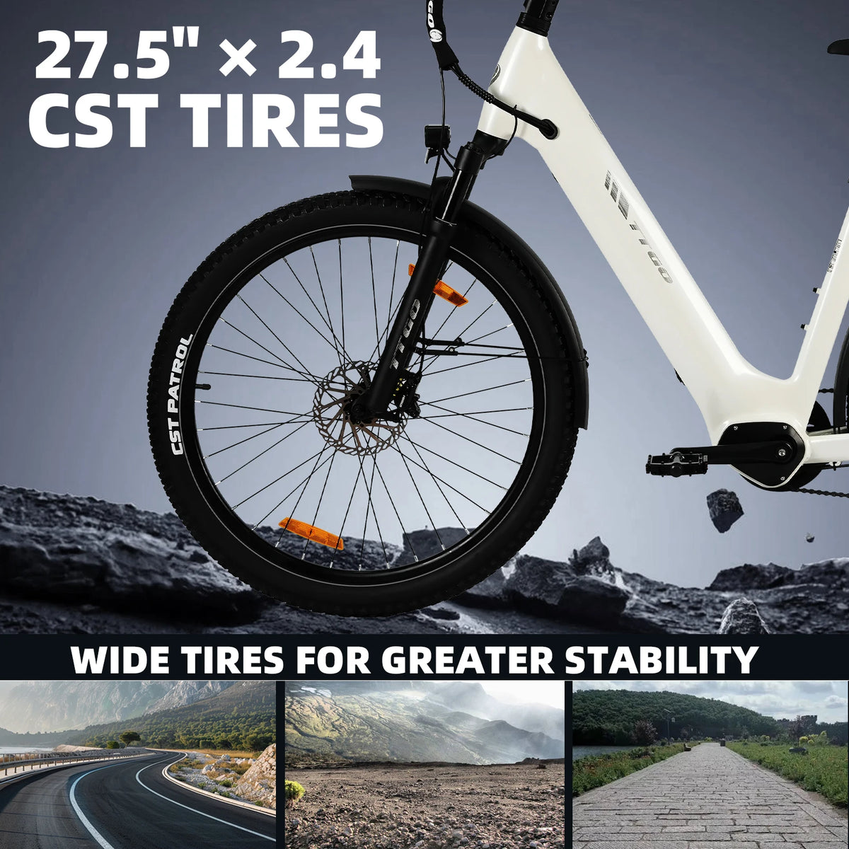 Bicicleta eléctrica TTGO Z3-W Z3 de 27.5 pulgadas para adultos, batería de 48V 15Ah, freno de disco hidráulico, horquilla de suspensión, cuadro de aluminio, bicicleta eléctrica para ir al trabajo y trekking