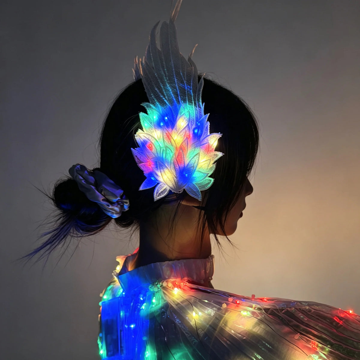 1 Par de Diademas con Alas de Ángel Iluminadas por LED, Diadema de Encaje Estilo Lolita, Accesorios de Cabello Brillantes de Hada para Mujeres, para Fiestas de Disfraces de Halloween