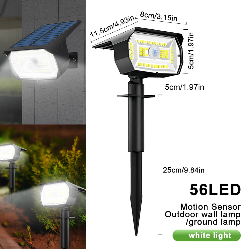 Luces solares LED de paisaje de 72/68 focos, impermeables IP65 para exteriores, con 3 modos, foco solar de jardín para patio, césped y camino