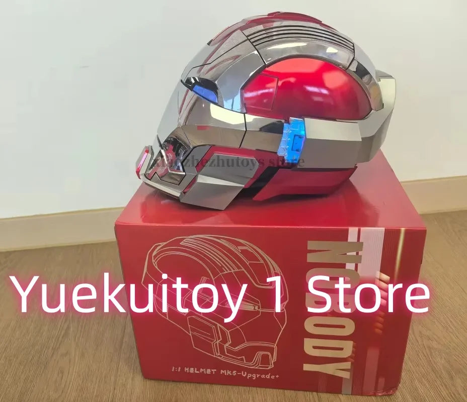 Casco de Iron Man Mk17 Mk5 con Control de Voz en Inglés, Figura Coleccionable con Movimiento de Apertura y Cierre, Color Rosa, para Cumpleaños