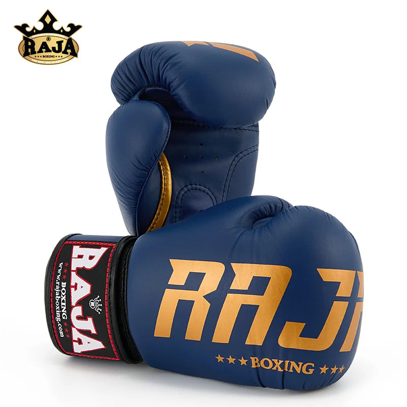 Guantes de Boxeo RAJA de Tailandia RBGV-V2, Guantes Originales Importados de Piel de Vacuno para Adultos, Muay Thai