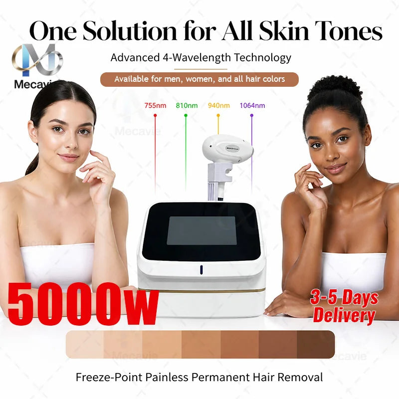 Mini Depiladora Láser de Diodo de 808nm Ice Platinum de 5000w, Máquina de Depilación y Rejuvenecimiento de la Piel, Opciones Económicas para Estudios de Belleza