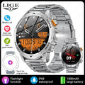 LIGE Nuevo reloj inteligente para hombre con batería de gran capacidad de 1000 mAh, linterna exterior, llamadas Bluetooth, resistente al agua, reloj inteligente deportivo de fitness