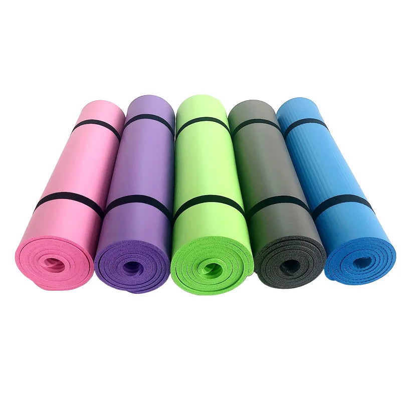 Estera de Yoga de 1CM de espesor, estera deportiva antideslizante para Fitness, estera de Yoga de espuma cómoda NBR para ejercicio, Yoga y Pilates, estera de gimnasia