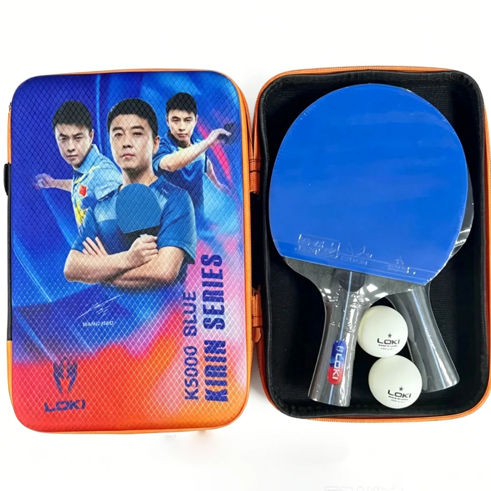 Juego de 2 raquetas de tenis de mesa Loki K5000 profesionales, juego de palas de Ping Pong originales con 2 bolas y bolsa de almacenamiento para principiantes