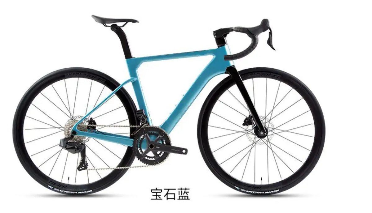 Nueva bicicleta de carretera TT-X42 de estilo más reciente, ligera, de carbono completo, con grupo eléctrico inalámbrico WheelTop y ruedas de carbono.