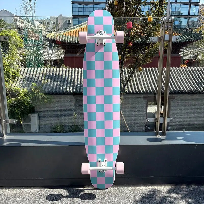Patineta Longboard Completa de 113 cm para Principiantes, Adultos y Niños, con Tabla de Bambú, Arce y Fibra de Vidrio, Ruedas de 65x46 mm para Bailar Freestyle