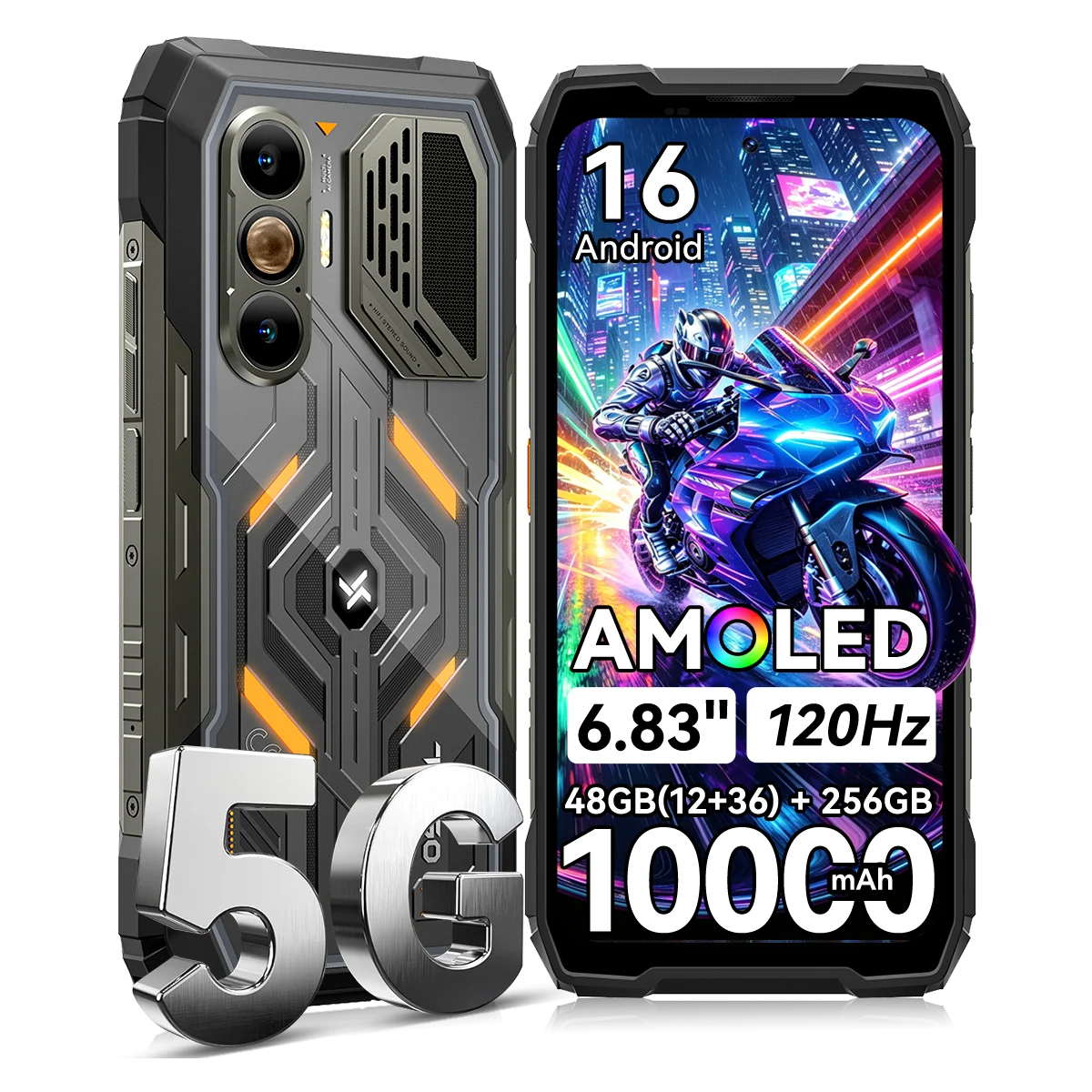 Blackview OSCAIL PILOT 8 Rugged Smartphone Built for Extremes, Qualcomm QCM6690 Octa-core, 48GB (12+36) RAM+256 ROM 5G WiFi7 BT6.0, 6.83" 120Hz,10000mAh 55W,IP68 IP69K MIL-STD-810H,Infrared Night Vision Camera,Hi Doki Al Voic