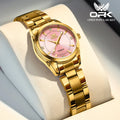 Reloj de cuarzo OPK 6002 para mujer, esfera elegante, correa de acero inoxidable, reloj de pulsera para dama