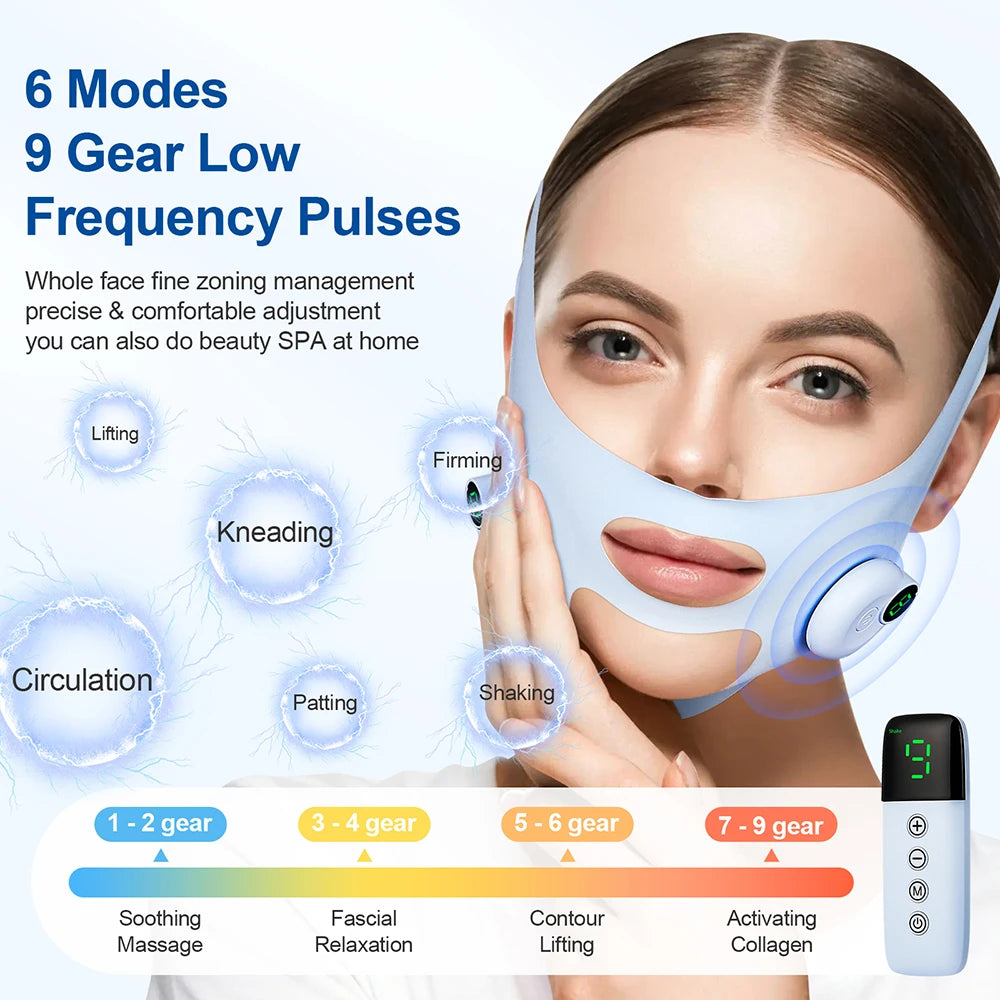 Banda Elástica Eléctrica para Adelgazar el Rostro, Correa para la Barbilla en Forma de V, Masajeador Facial, Eliminación de Edema, Mascarilla, Cinturón de Elevación Facial en Forma de V