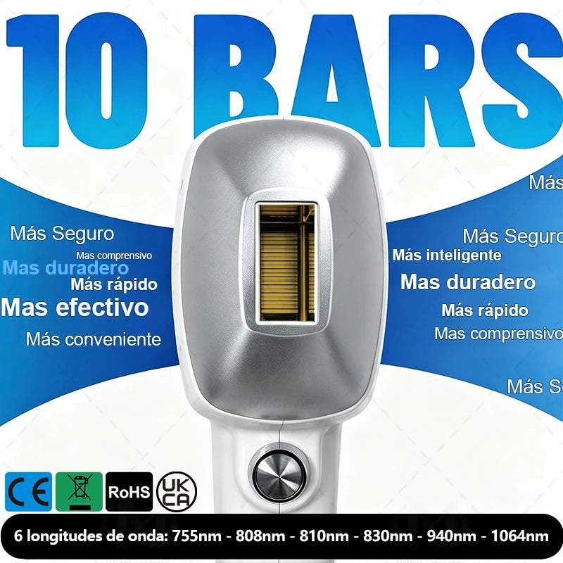 Máquina de depilación y eliminación de tatuajes con láser de diodo de picosegundos de 808 nm, 2 en 1, con 4 longitudes de onda ajustables: 755/808/940/1064 nm.