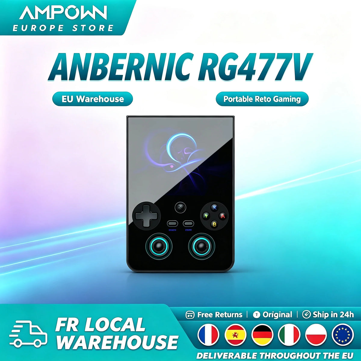 Consola de Juegos Retro Portátil ANBERNIC, Pantalla LTPS In-Cell de 4.7" 1280*960, Android 14, 5500mAh, RG477V, Reproductor de Videojuegos con IA, Regalos para Niños