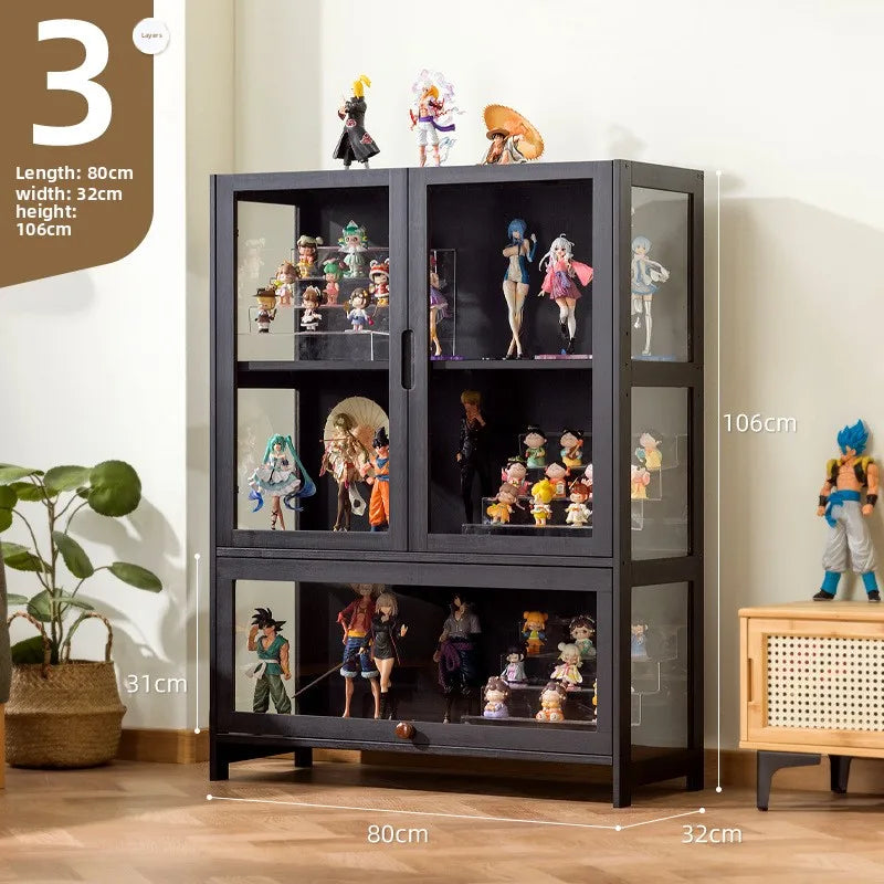 Vitrina Lego de gabinete de figuras, vitrina de vidrio con luz, estante de almacenamiento a prueba de polvo para el hogar, caja de exhibición de juguetes, vino