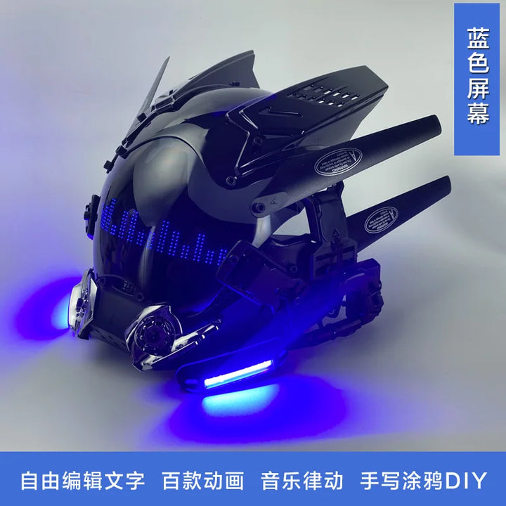 Máscara Cyber Punk, disfraces, máscara, Cosplay, soldado Mech con pantalla LED de subtítulos, casco de Control por aplicación de teléfono, accesorios de Bar para fiesta de Halloween