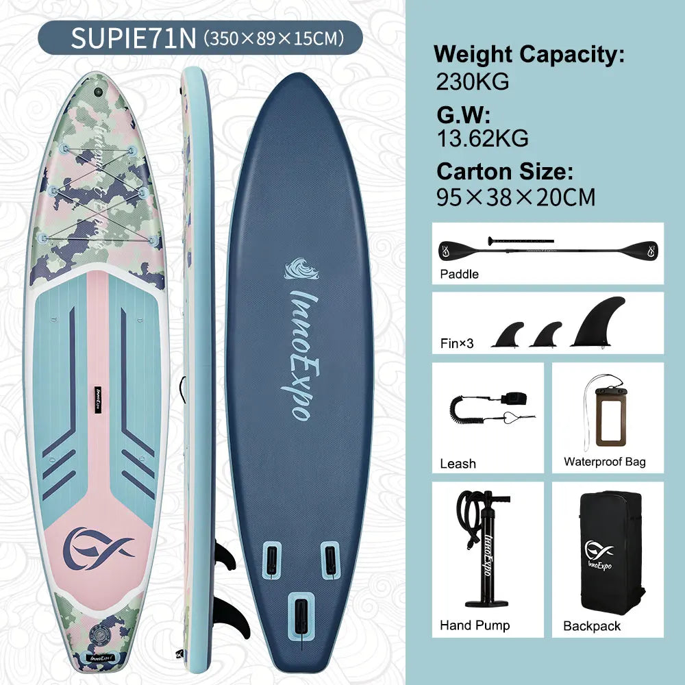 InnoExpo Tabla de Paddle Surf Inflable de 320-350 cm, Tabla de Surf, Tabla de SUP, Antideslizante, para Deportes Acuáticos, Tabla de Paddle Surf ISUP