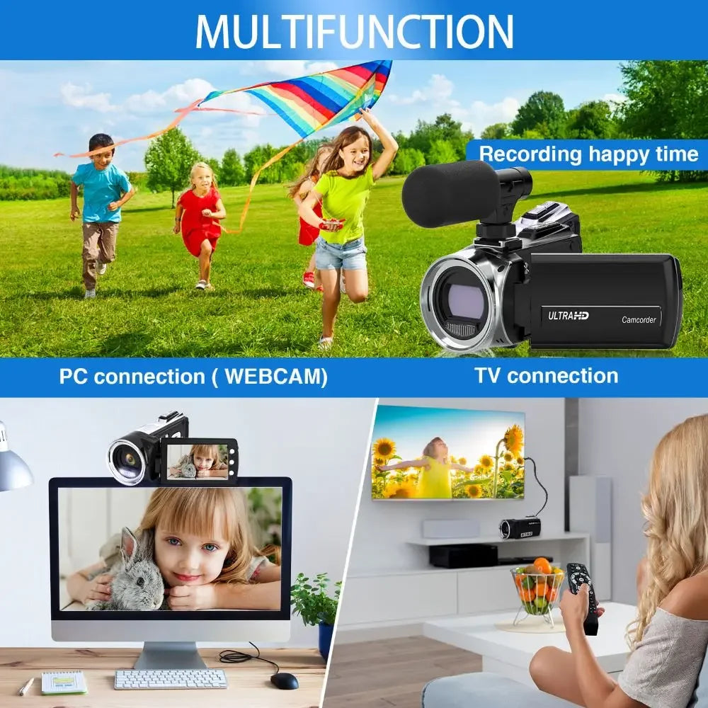 Videocámara 4K con micrófono, cámara de vídeo infrarroja Vlogging con Zoom 18X para Youtube, grabadora Digital portátil de 48MP, transmisión en vivo