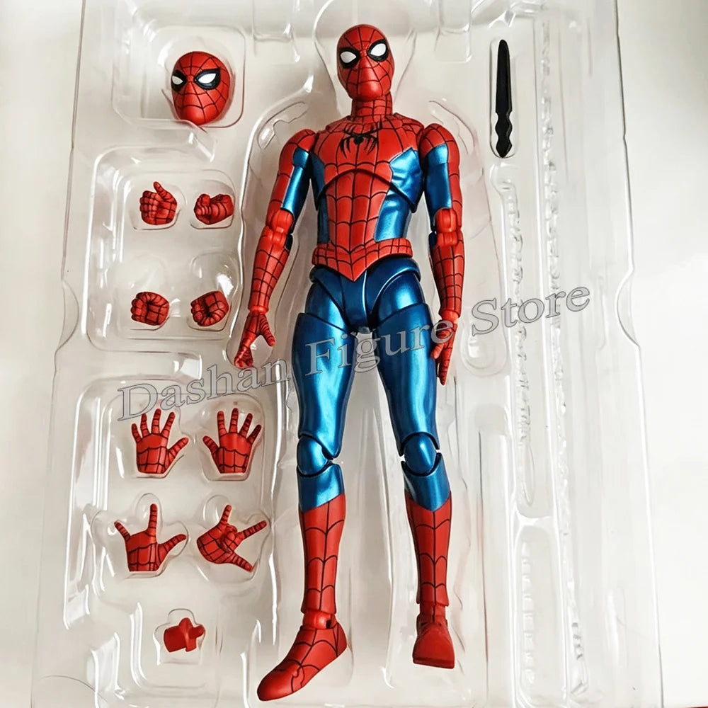 Figura de acción de Spider-Man Peter Parker SHF, nueva figura con traje rojo y azul, Spider-Man, figura de Peter Parker, modelo de juguete.