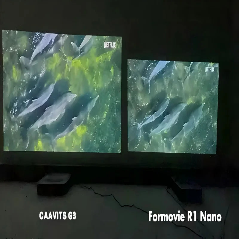 Proyector de Tiro Ultra Corto Caavits G3 con Triple Láser, 1080P FHD, Android TV, Enfoque Automático, Keystone, 3D, HDR10, HDMI Inalámbrico, Cine en Casa