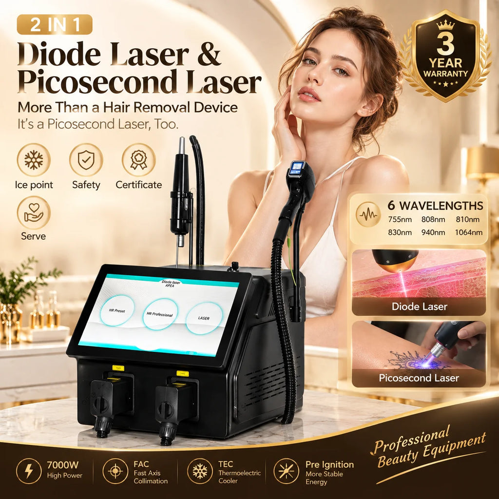 Máquina de Depilación Láser de Diodo Soprano con Tecnología de 808nm y Picosegundos, Diseño de 6 Longitudes de Onda Adecuado para Todo Tipo de Piel