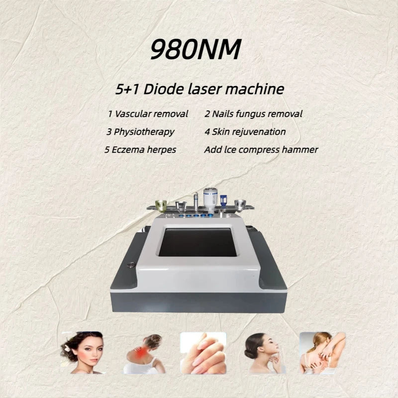 Instrumento de Belleza Láser de 60W y 980nm con Diodo para Eliminar Venas, Arañas Vasculares y Onicomicosis