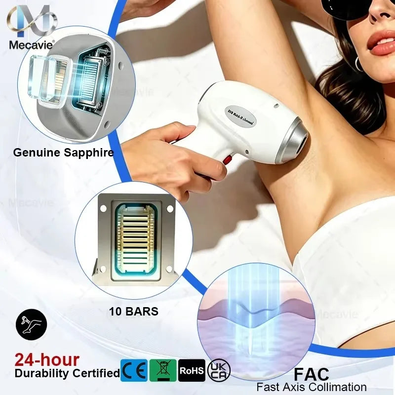 Máquina Profesional de Depilación Láser de Diodo de Titanio con Hielo 808nm 6000w, Indolora, Permanente, con Certificación CE y Diseño de Tanque de Agua Externo