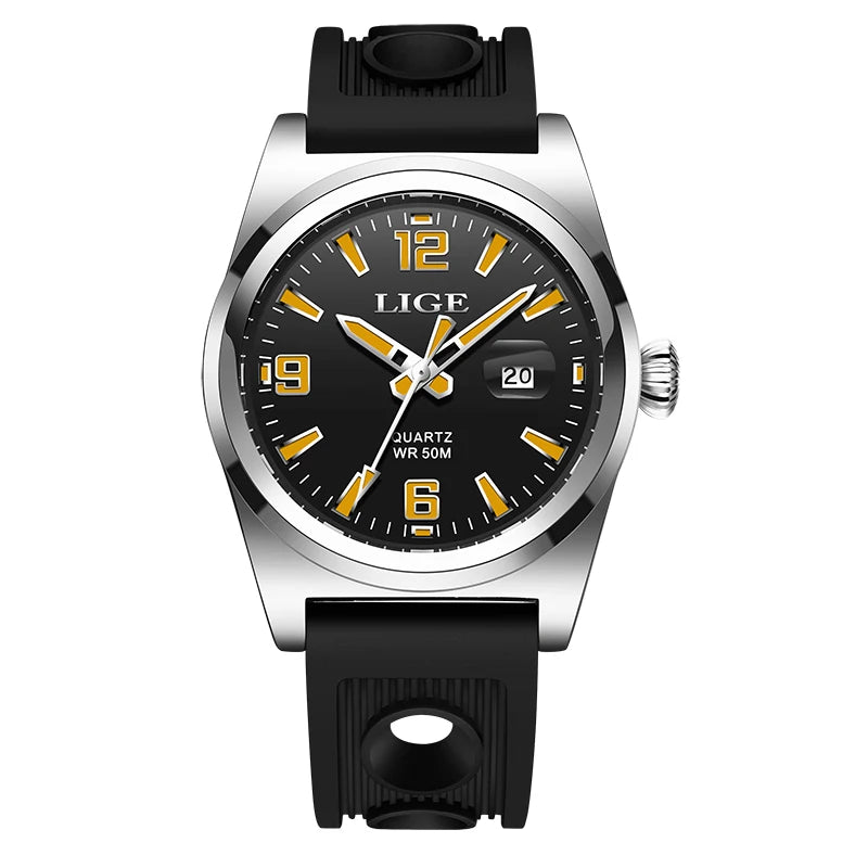 Reloj de pulsera LIGE para hombre, de cuarzo, deportivo, de lujo, marca original, impermeable y luminoso.