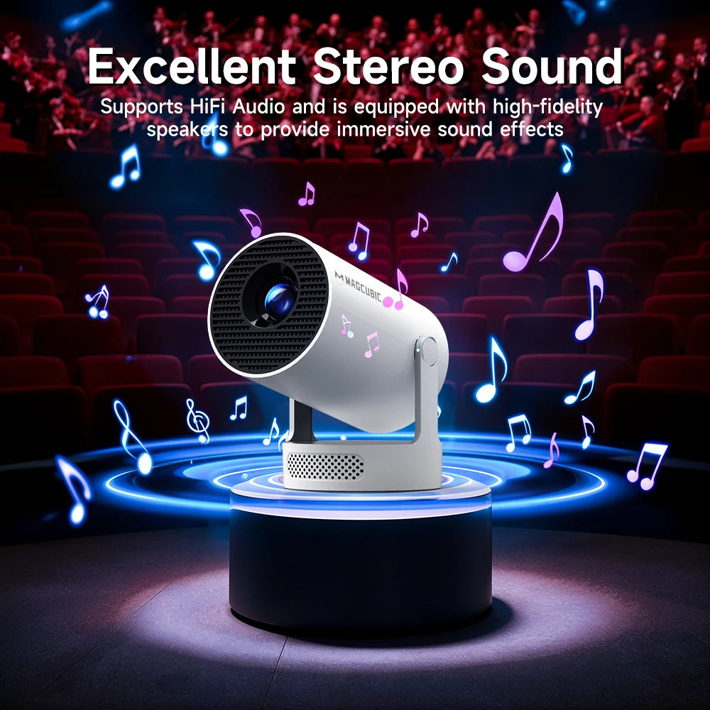 Proyector Magcubic 8K Wifi6 290ANSI Android 14 Dual WIFI Allwinner H726 BT5.4 1280*720P Cine en Casa Portátil para Exteriores HY300 Pro +