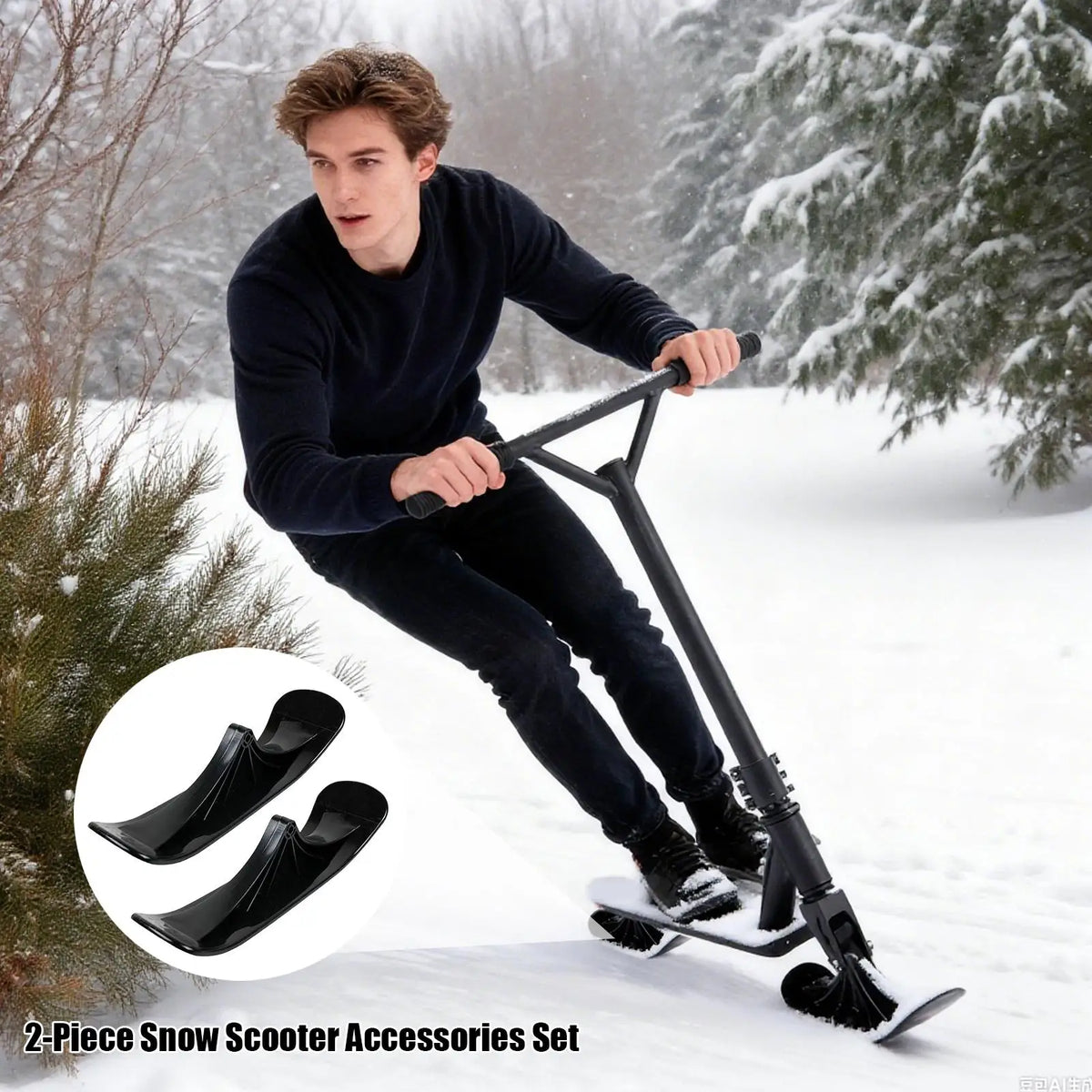 Kit de conversión de patinete de esquí, patinete de nieve para niños, Skooter de esquí, trineo para niños, accesorios para trineos al aire libre ﻿