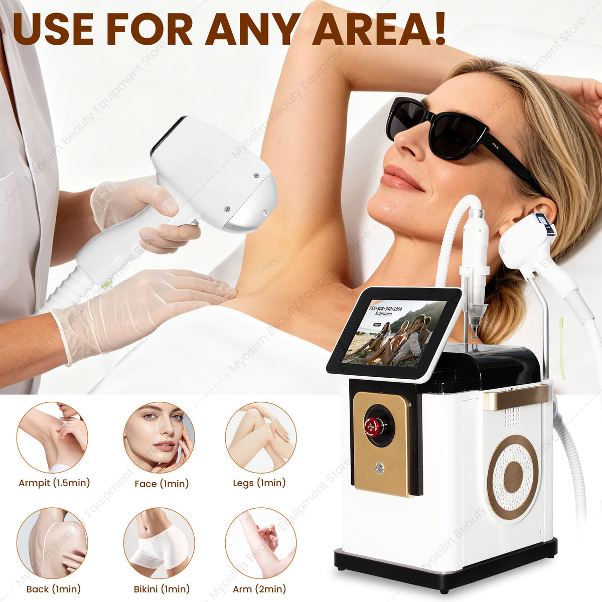 Dispositivo de Belleza 2 en 1 Swan 808 Blanco de Escritorio, Pantalla Táctil 4K con Refrigeración de Ultra Baja Temperatura, Terapia Indolora Segura y Cómoda para la Piel