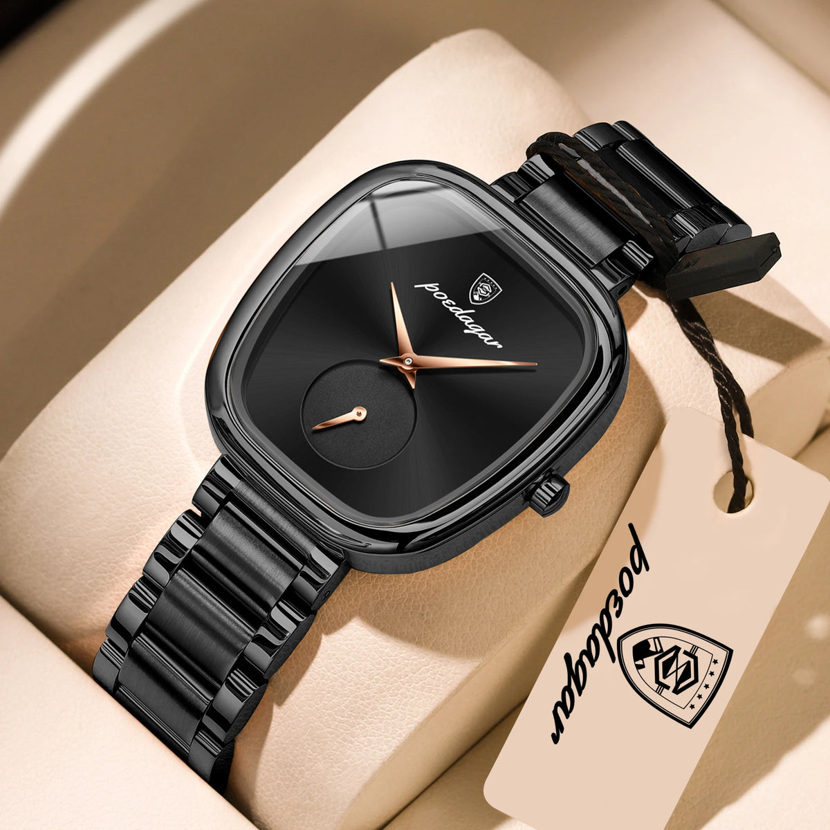 Reloj de pulsera elegante de lujo para mujer POEDAGAR, resistente al agua, de acero inoxidable, reloj de cuarzo sencillo de alta calidad para dama
