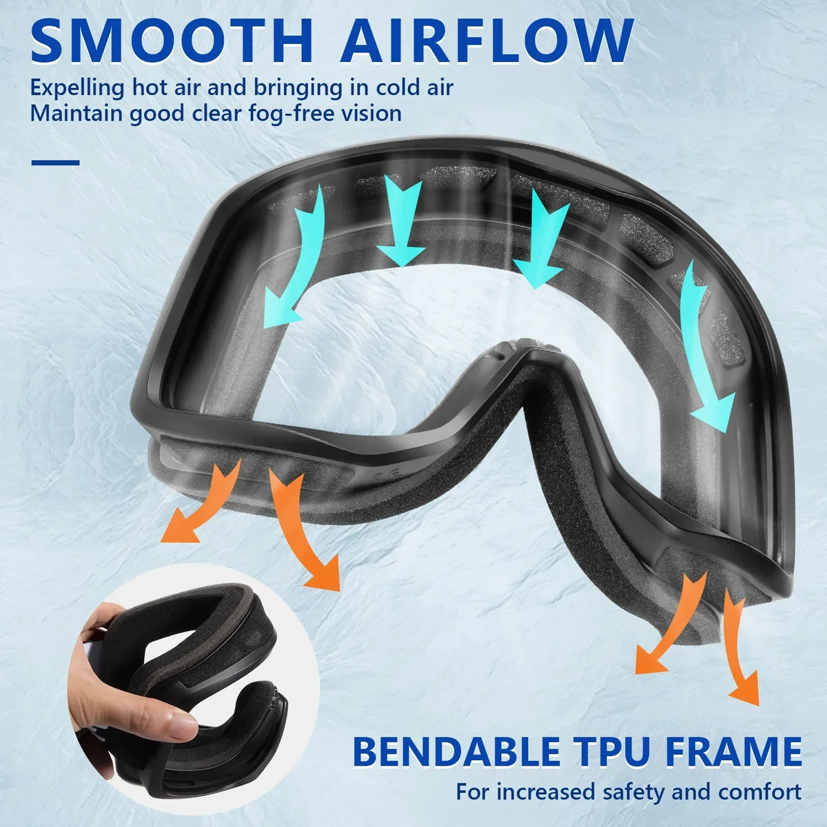 Gafas de Nieve Kapvoe UV400, Gafas de Sol para Esquí y Snowboard, Máscara de Esquí para Hombre y Mujer, Kit de Lentes Antivaho, Gafas de Protección para Moto de Nieve