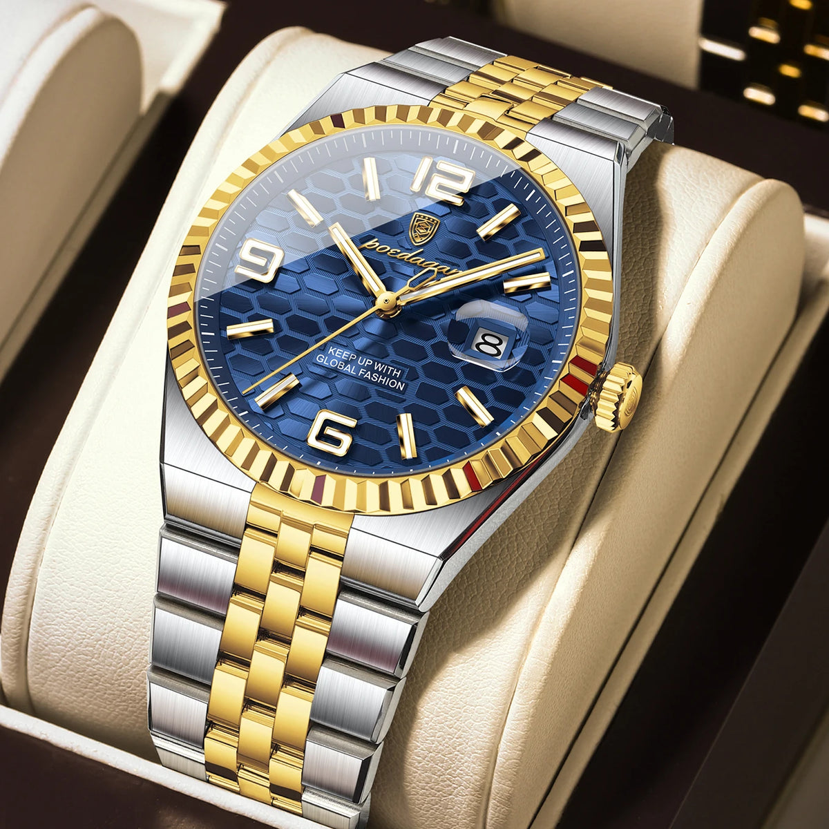 Reloj de hombre original de alta calidad POEDAGAR, resistente al agua, luminoso, con fecha, reloj de lujo para hombre, de acero inoxidable, de cuarzo, incluye caja