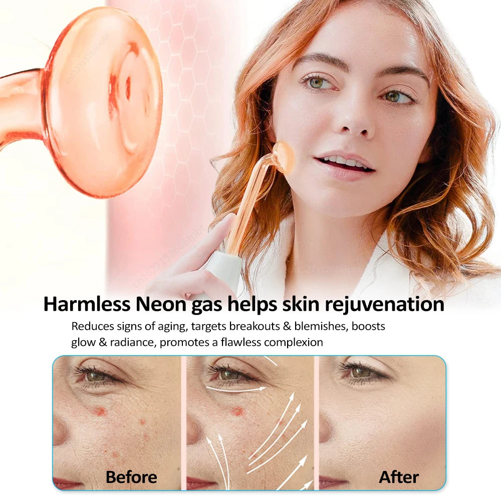 Máquina facial portátil de alta frecuencia, varita de electroterapia, tubo de vidrio con electrodos, dispositivo para reducir arrugas en la piel, herramientas para el cuidado de la piel del rostro.