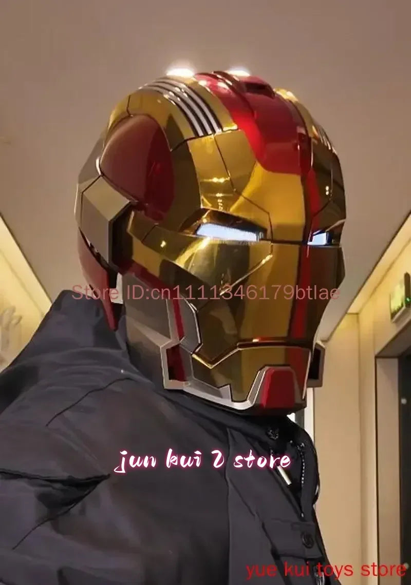 Casco de Iron Man Mk17 Mk5 con Control de Voz en Inglés, Figura Coleccionable con Movimiento de Apertura y Cierre, Color Rosa, para Cumpleaños